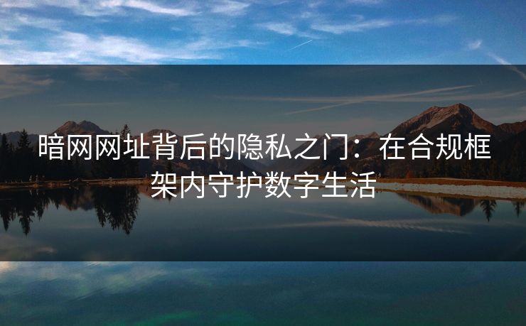 暗网网址背后的隐私之门：在合规框架内守护数字生活