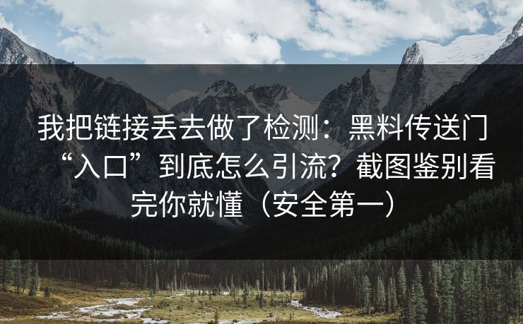 我把链接丢去做了检测：黑料传送门“入口”到底怎么引流？截图鉴别看完你就懂（安全第一）