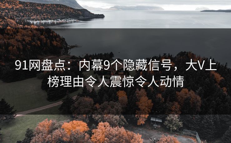 91网盘点：内幕9个隐藏信号，大V上榜理由令人震惊令人动情